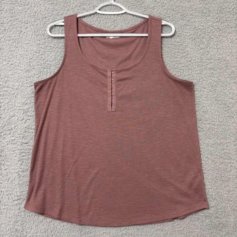 Casual Everyday Ribbed Henley Tank Top Layering Basic Sleeveless Maurices‎ XL